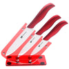 Kitchen Knife Set Paring, Utility, Slicing Knife Knife And One Red Ceramic Knife Holder