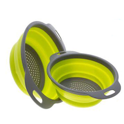 2pcs Foldable Silicone Colander/ Strainer Collapsible With Handle