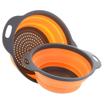 2pcs Foldable Silicone Colander/ Strainer Collapsible With Handle