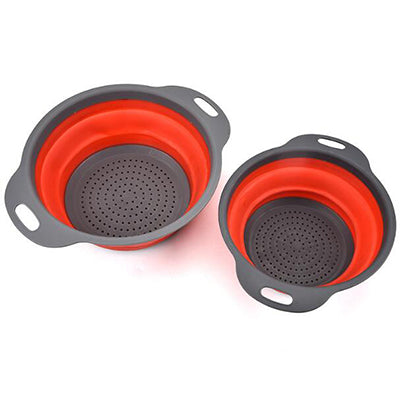 2pcs Foldable Silicone Colander/ Strainer Collapsible With Handle