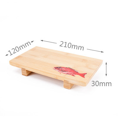 Bamboo Rectangular Sushi Trays With Fish Prints