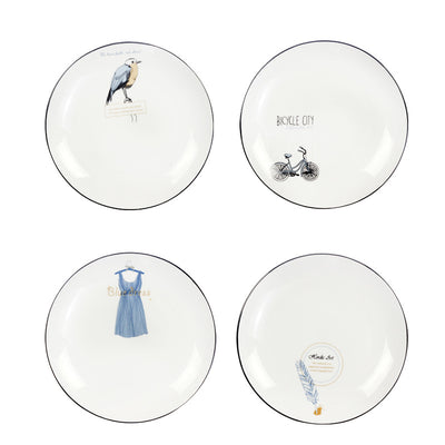 Round ceramic hand-painted dinner plate