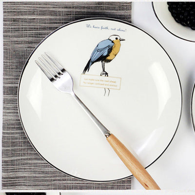 Round ceramic hand-painted dinner plate