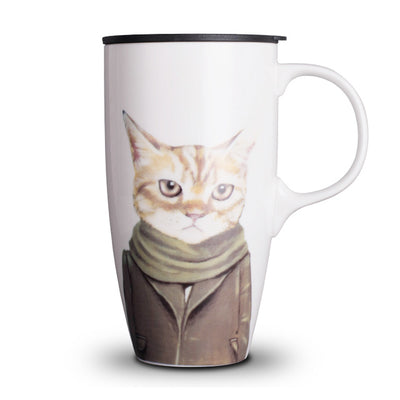 Cat Ceramics Mug With PVC Dust cover