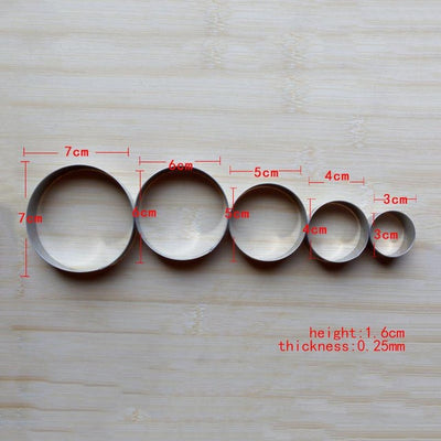 5Pcs Round Stainless Steel Cookie Mousse Cake Ring