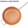 Non-stick Skillet Copper Red Pan Ceramic