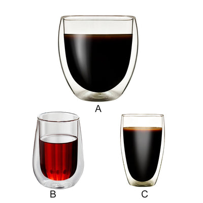 Simple Style Transparent Double Wall Coffee Glass