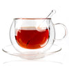 220CC Heat-resistant Double Glass Coffee Mug With Saucers